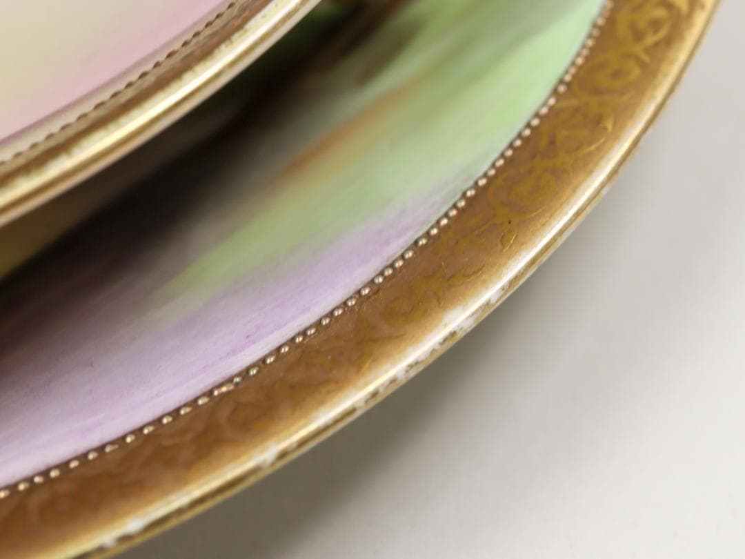 オールドノリタケ 金盛上ヤシの木湖畔 トリオ カップ ソーサー プレート