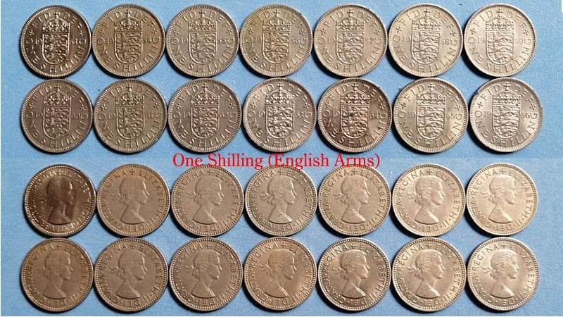 イギリス　エリザベス女王 （￡・S ・D）貨幣 1953～1967　全揃い