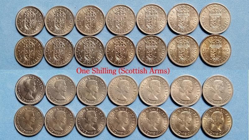 イギリス　エリザベス女王 （￡・S ・D）貨幣 1953～1967　全揃い