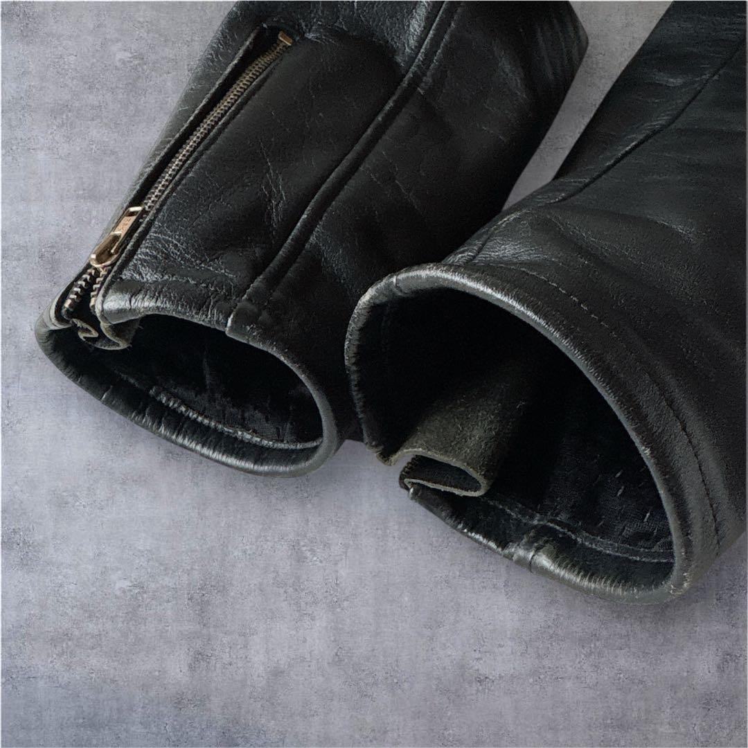 Red Buffレザージャケット 3L 本革 黒 ライナー付 キルティング 短丈