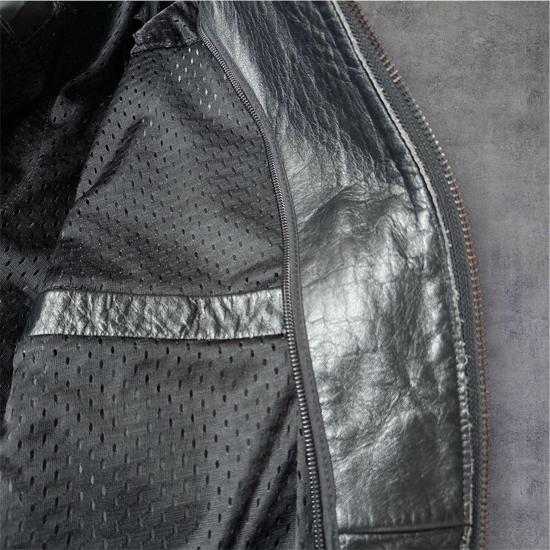 Red Buffレザージャケット 3L 本革 黒 ライナー付 キルティング 短丈