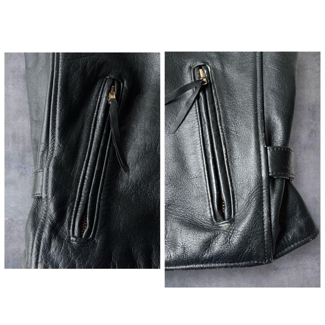 Red Buffレザージャケット 3L 本革 黒 ライナー付 キルティング 短丈