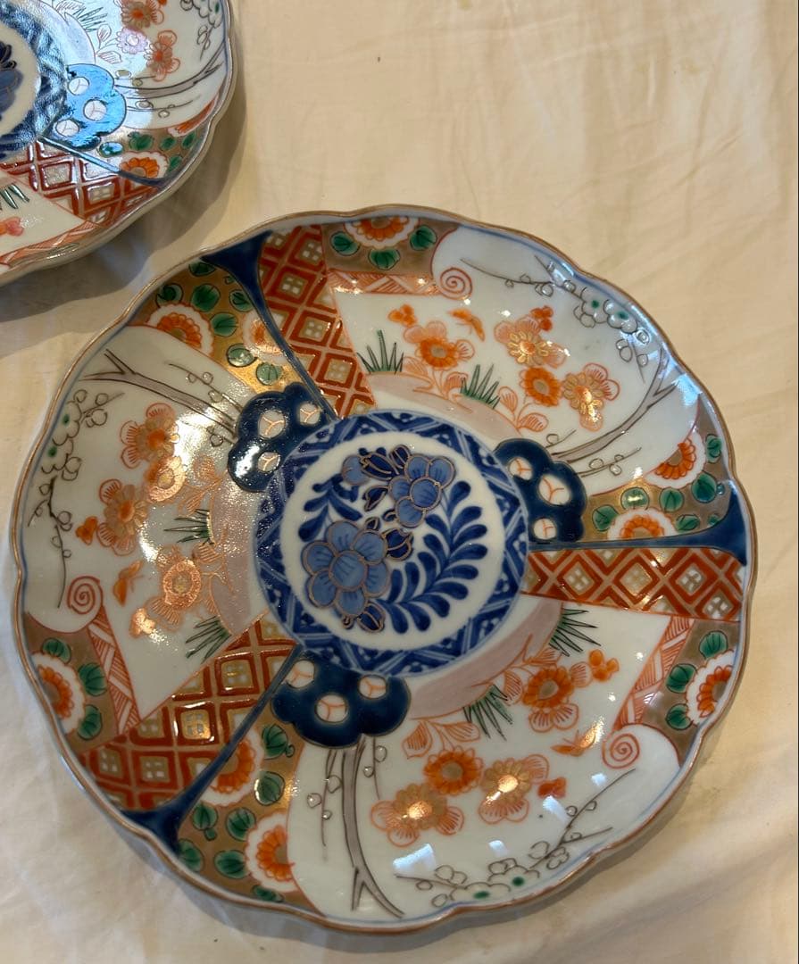 古伊万里　5枚セット 花柄 6寸皿