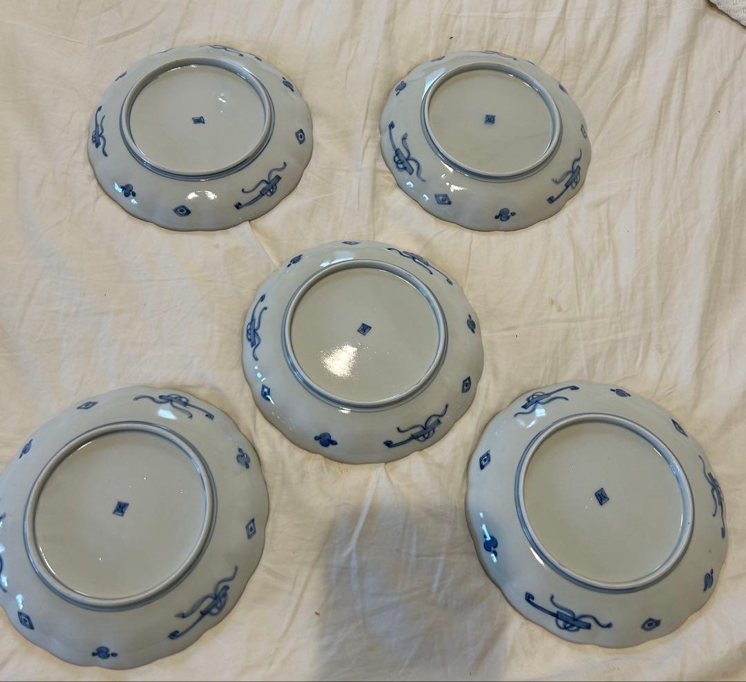 古伊万里　5枚セット 花柄 6寸皿