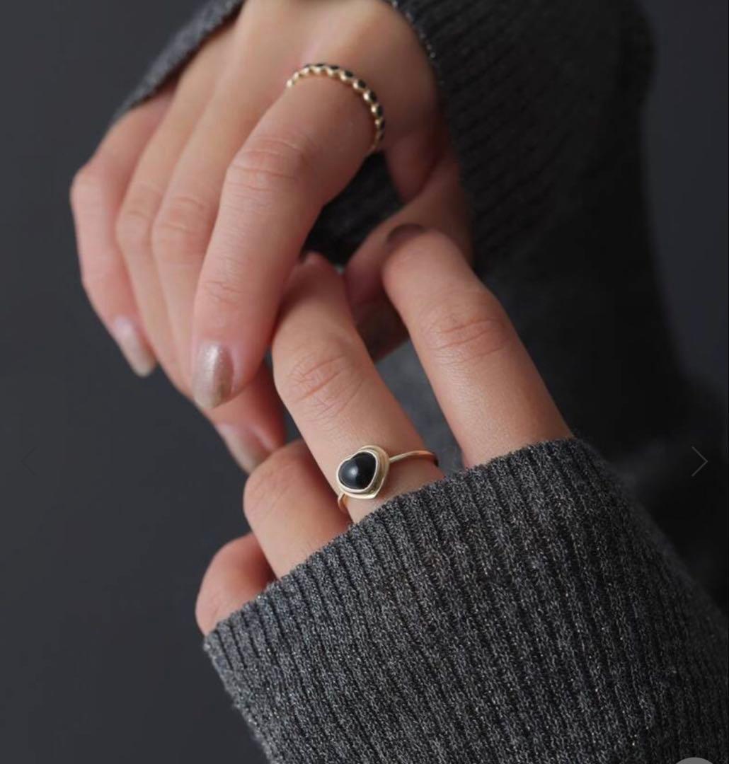 ¥51,700 ✳︎Lilas ハートカボションオニキスリング K10 13号