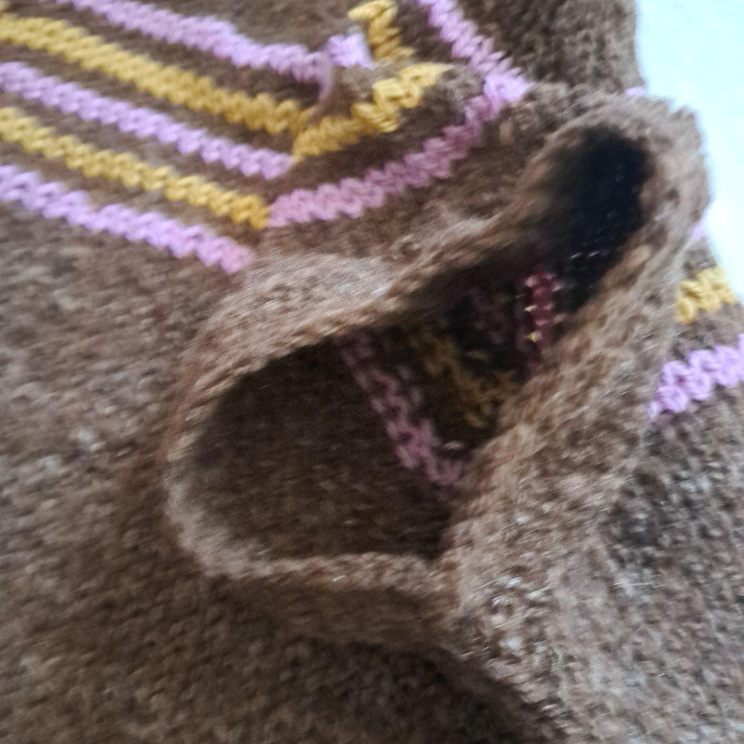 獣医学部　ベスト　半袖　手つむぎ　手編み　北里大学　ハンドメイド　毛糸　羊毛