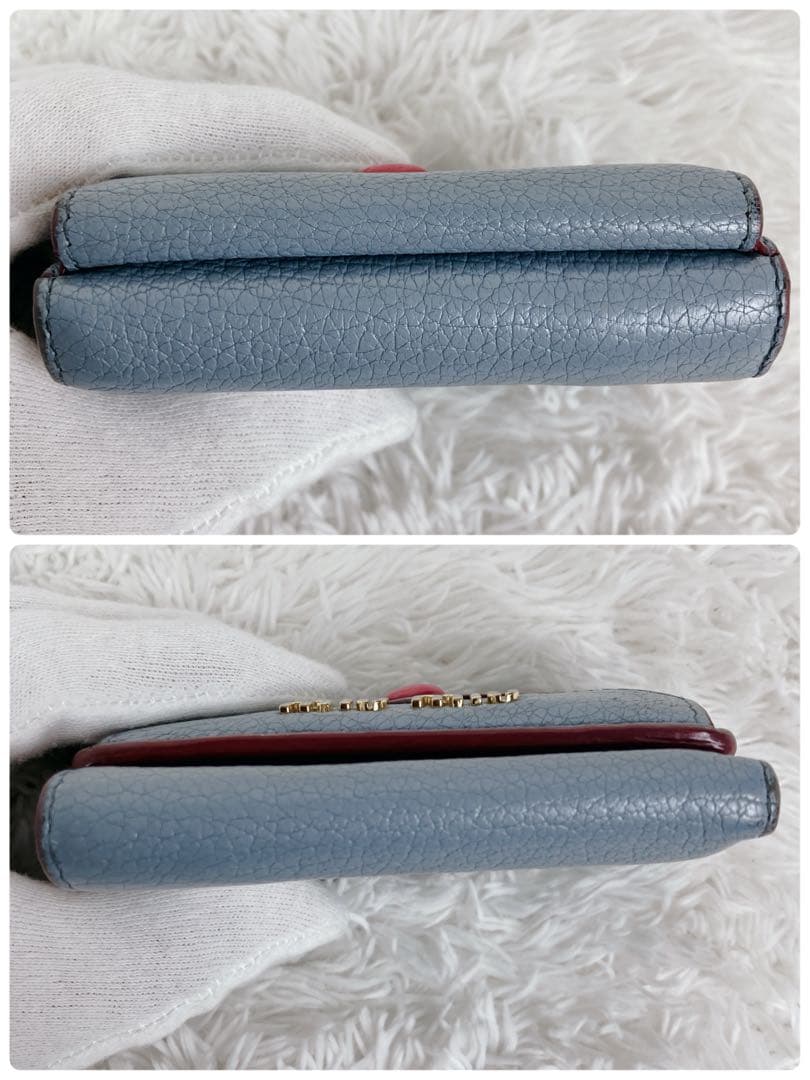 付属品付✨美品✨ ミュウミュウ 折り財布 ラブレター マドラスラブハート 水色