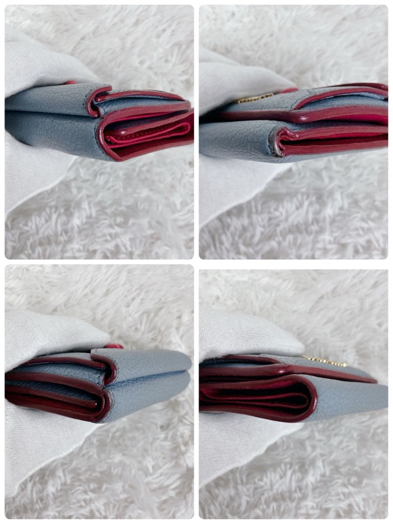 付属品付✨美品✨ ミュウミュウ 折り財布 ラブレター マドラスラブハート 水色