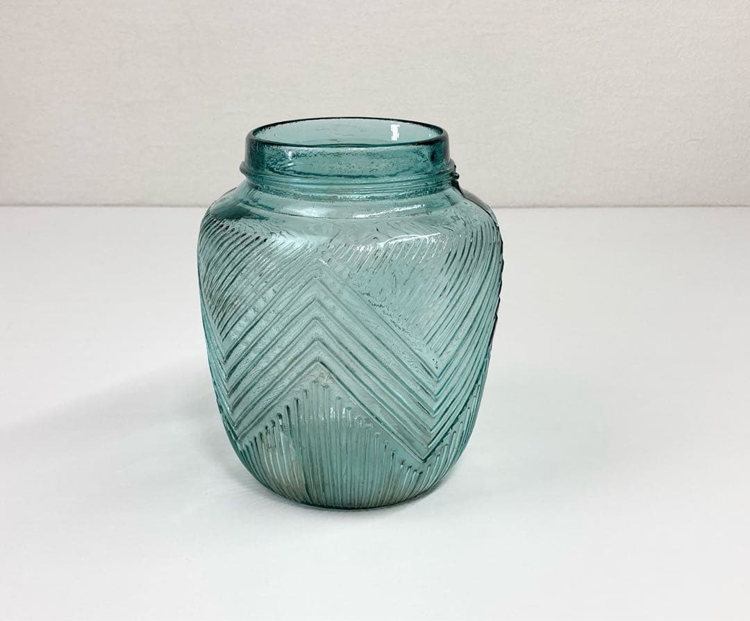 当時もの あめや瓶 縞模様 ガラス瓶 昭和初期