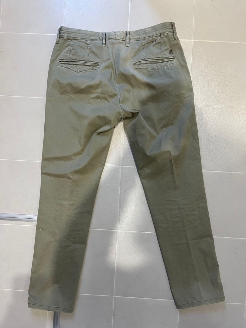 INCOTEX SLACKS ガーメントダイ コットンチノ オリーブ 32