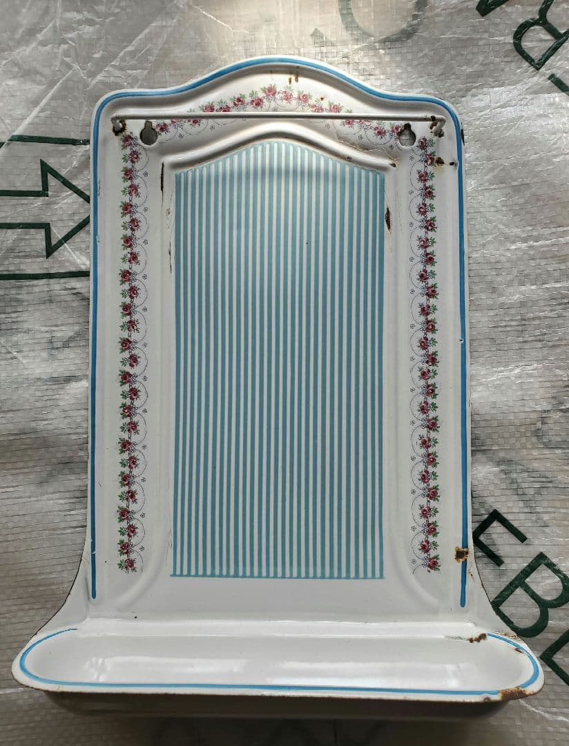 フランス　アンティーク　ホーロー　レードルラック　BB社　ローズガーランド