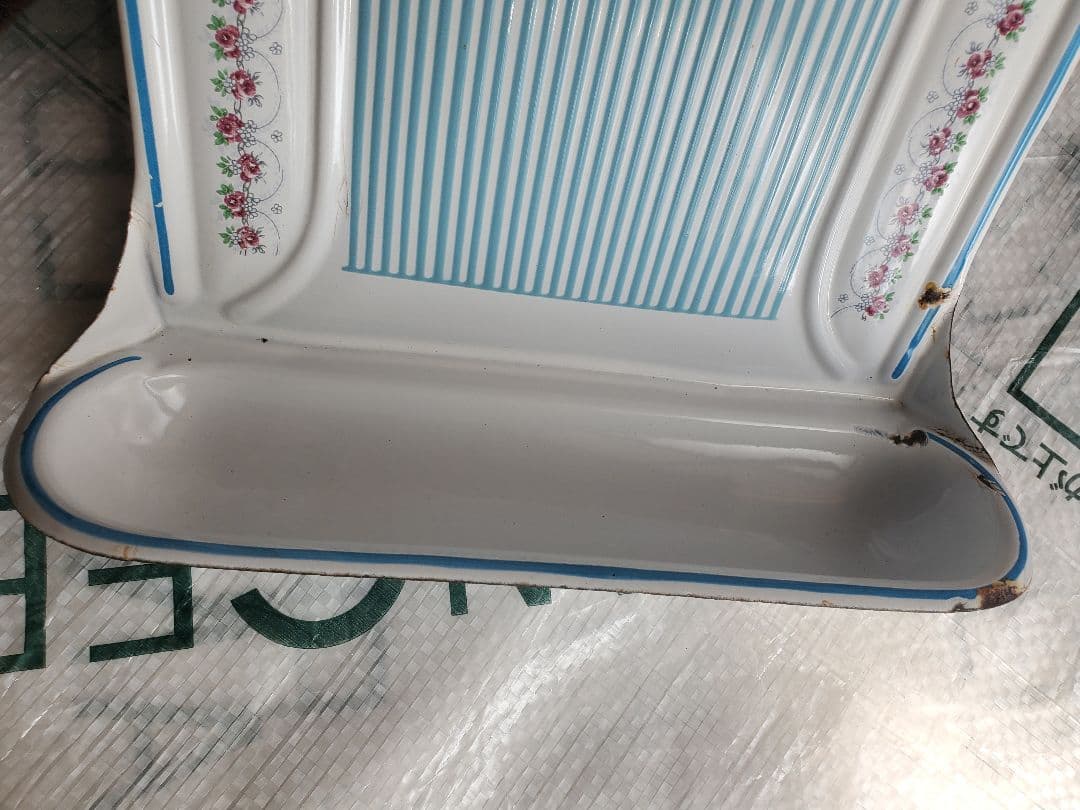 フランス　アンティーク　ホーロー　レードルラック　BB社　ローズガーランド