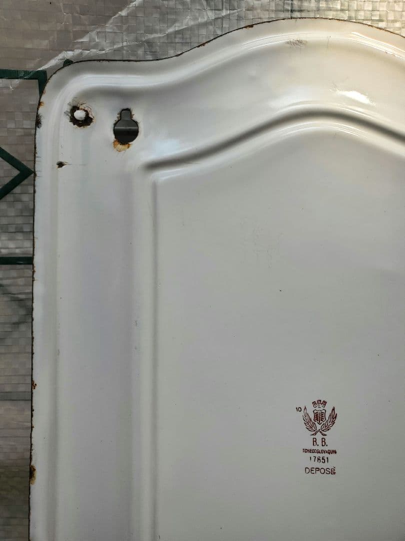 フランス　アンティーク　ホーロー　レードルラック　BB社　ローズガーランド