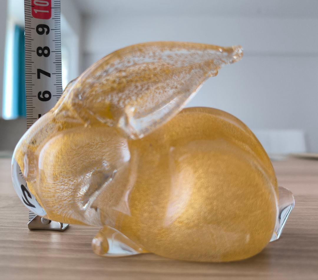 イタリア製 ムラノガラス 金彩 ウサギ 置物 フィギュリン ペーパーウエイト