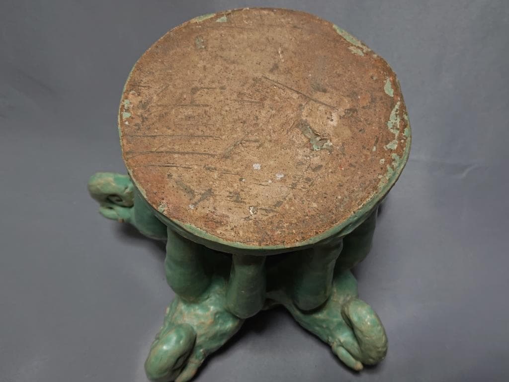 コレクター収集　　ミヤンマー　モン族　緑釉　五象燭台　15～16世紀