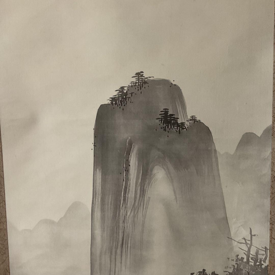 橋本雅邦筆 絹本山水水墨画 限定復刻版9番 桐箱 ニ重箱付