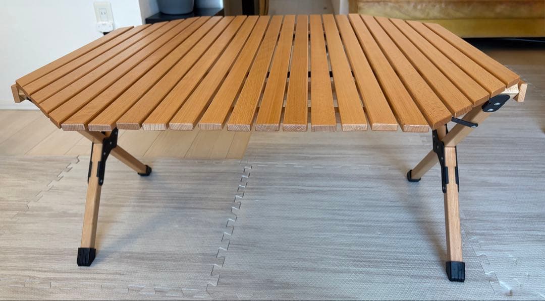 【美品】 FIELDOORフィールドア ウッドロールトップテーブル90八角形