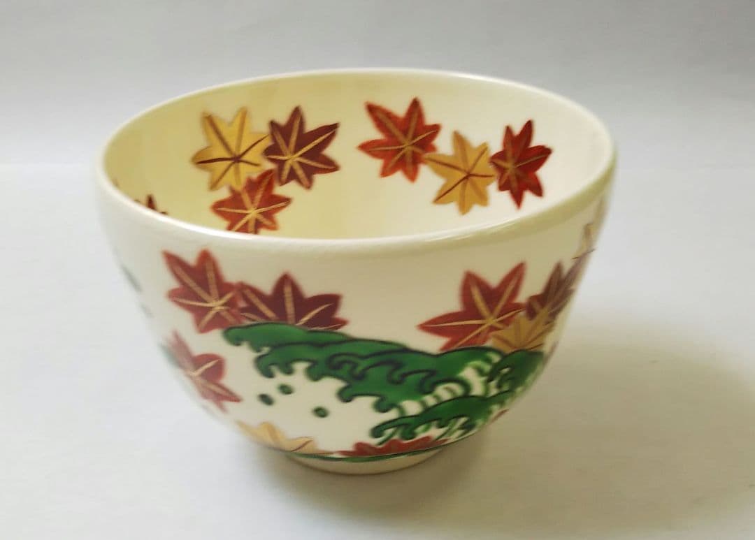 茶道具 茶碗 仁清 色絵 竜田川 京焼 上山善峰 新品 清水焼
