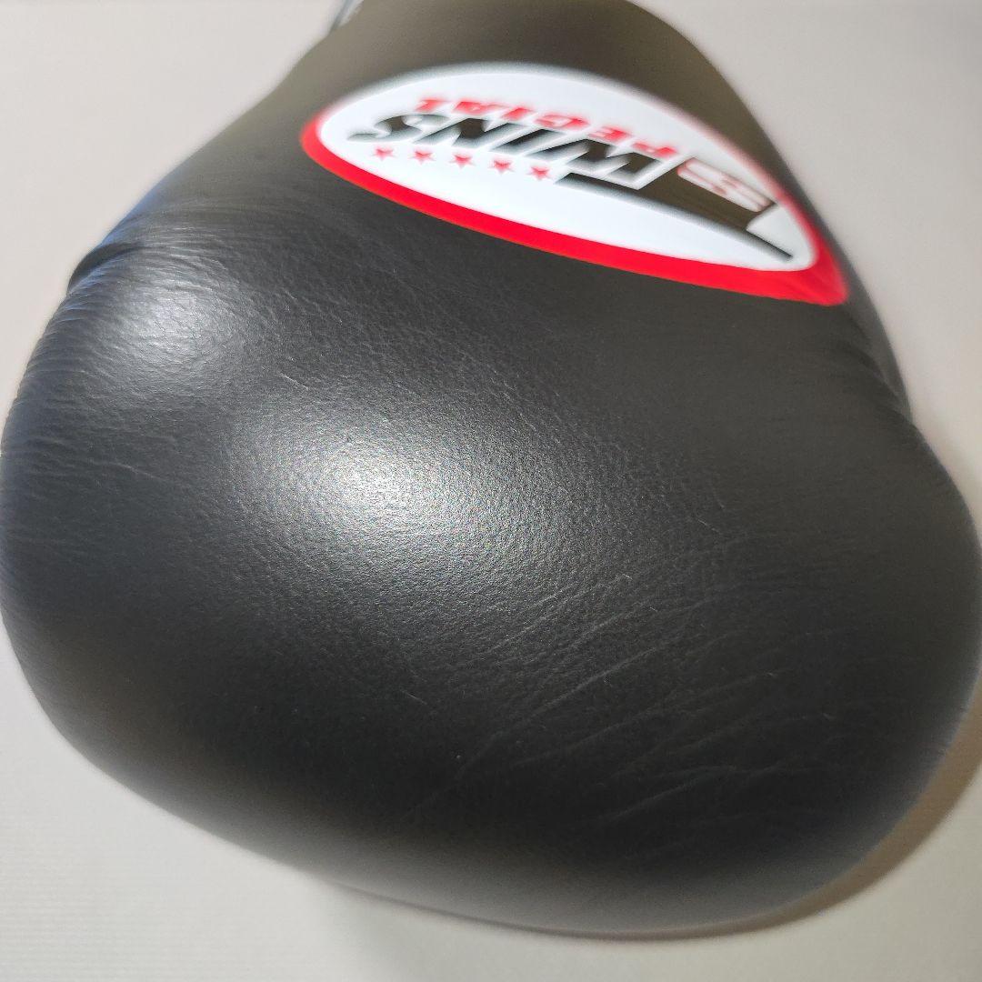 本革 TWINS ボクシンググローブ 14oz 黒 【バンテージ付き】