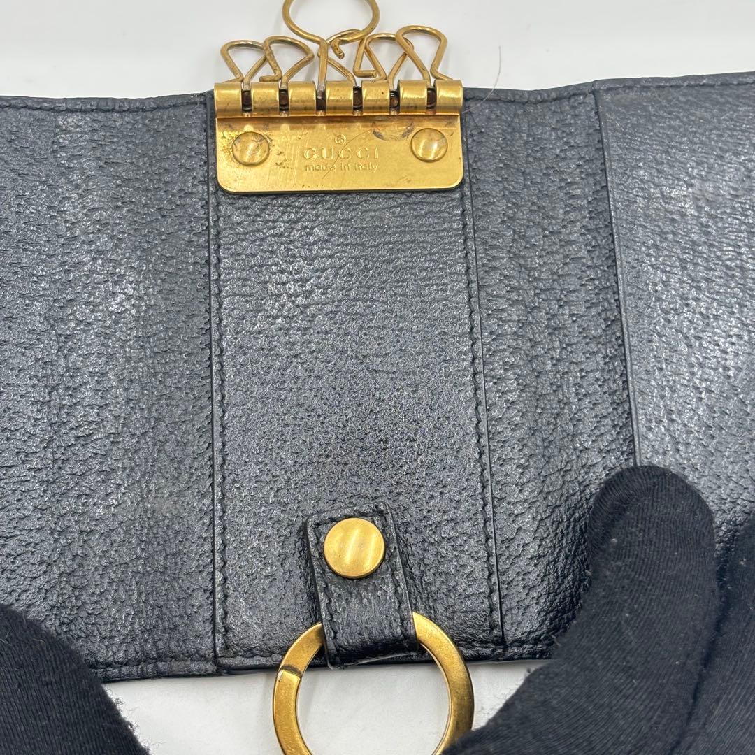 GUCCI グッチ マーモントGG レザー 6連 キーケース 鍵入れ ブラック