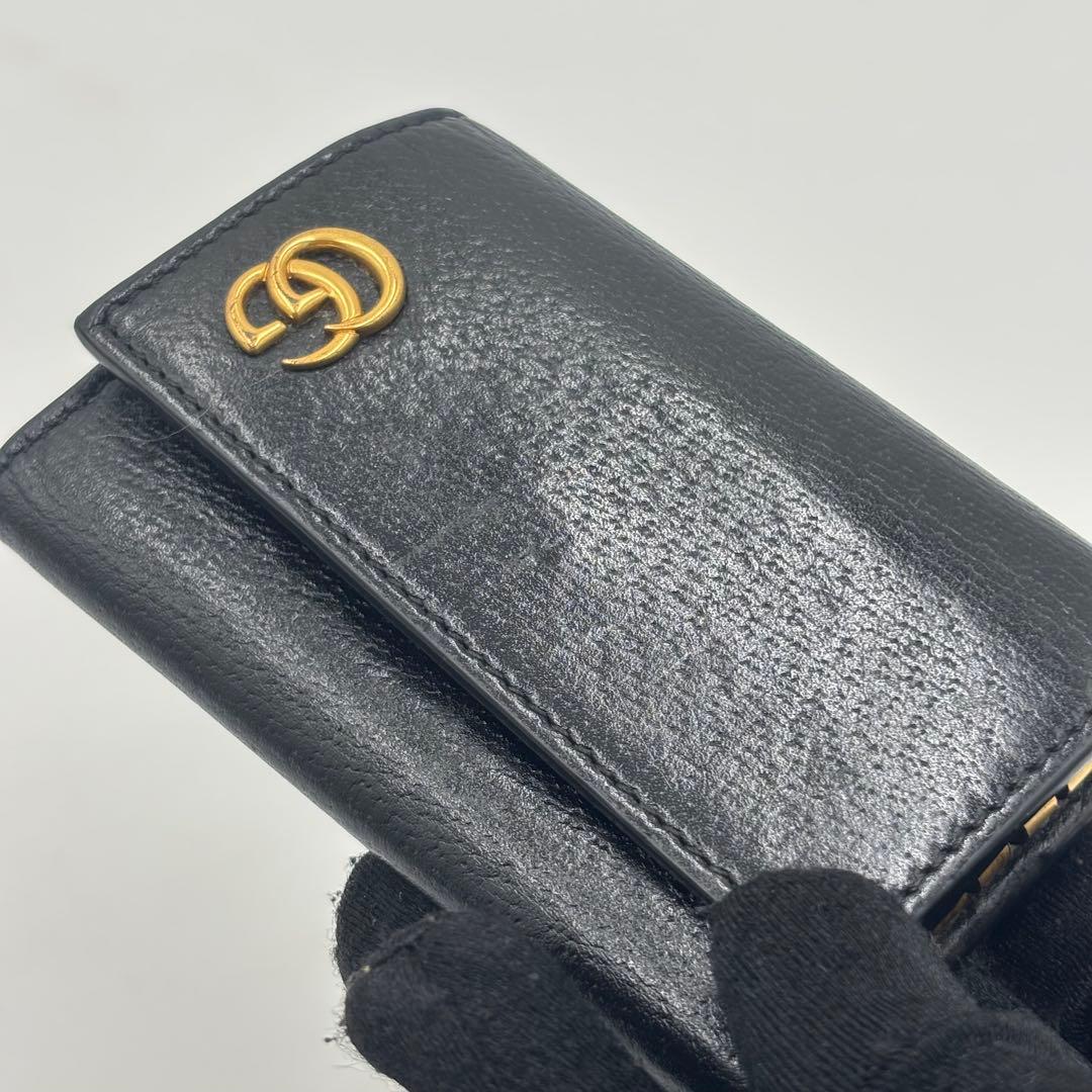 GUCCI グッチ マーモントGG レザー 6連 キーケース 鍵入れ ブラック
