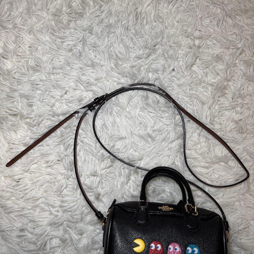 ☆COACH × PAC-MAN ミニボストンバッグ 黒 グリッター 限定☆