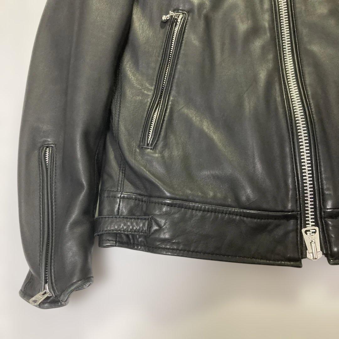 【希少】ナノユニバース ライダースレザージャケット 黒 本革ラムレザー 美品