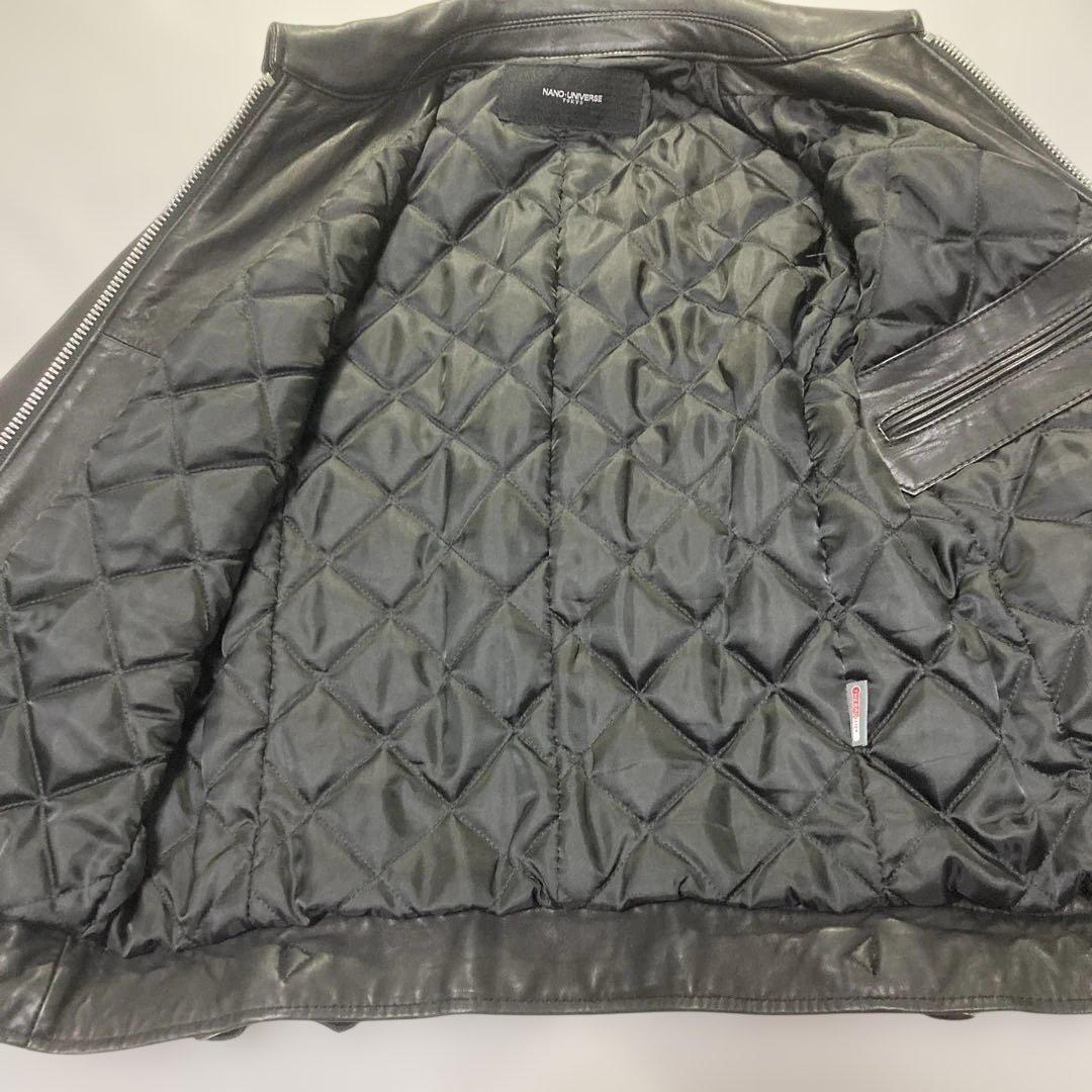 【希少】ナノユニバース ライダースレザージャケット 黒 本革ラムレザー 美品