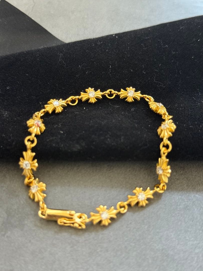 シルバー925ゴールド クロスブレスレット タイニークロスブレスレット