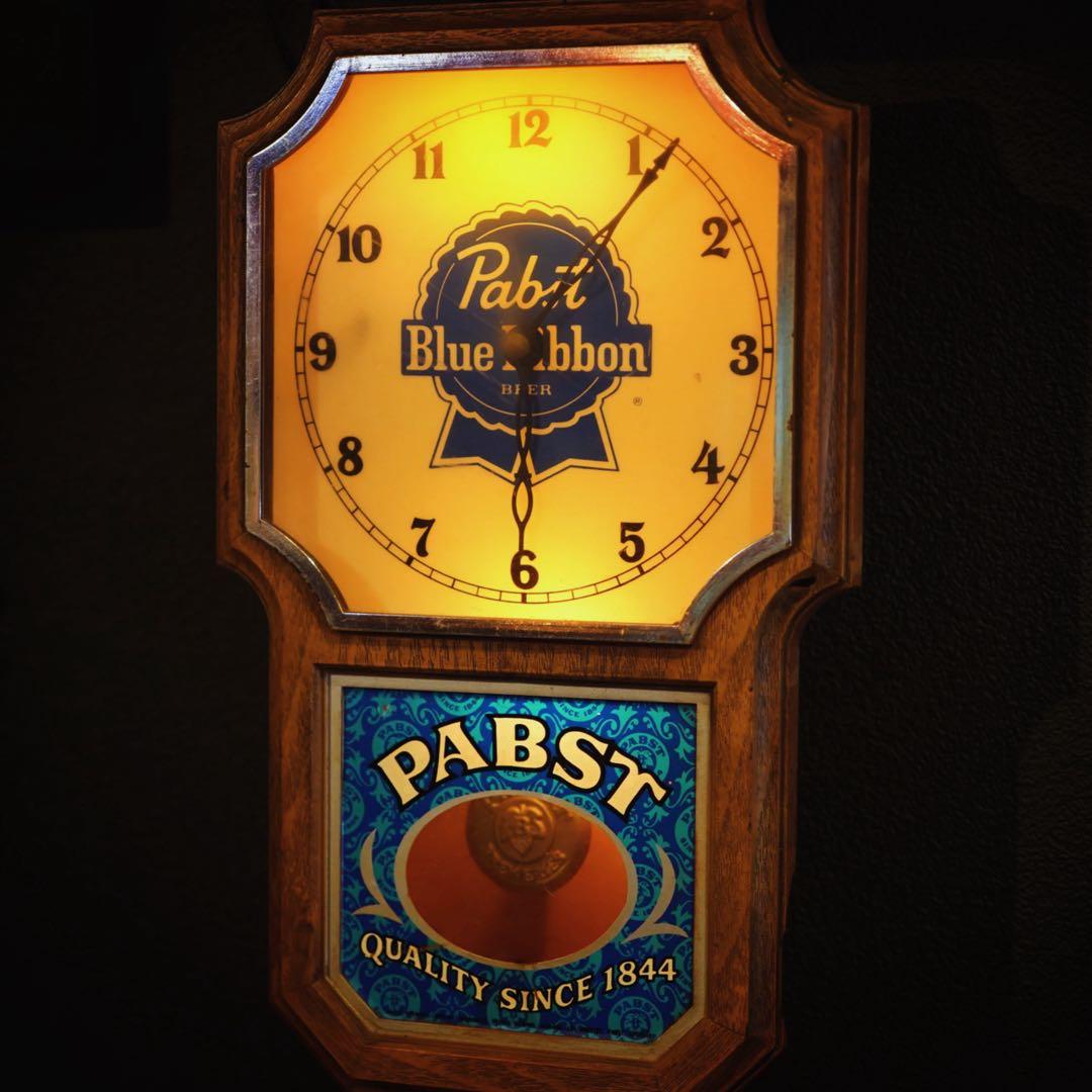 福*店様 Pabst Blue Ribbon 1970's壁掛け振り子時計　ライ