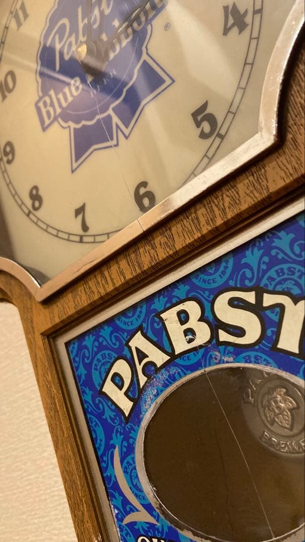 福*店様 Pabst Blue Ribbon 1970's壁掛け振り子時計　ライ
