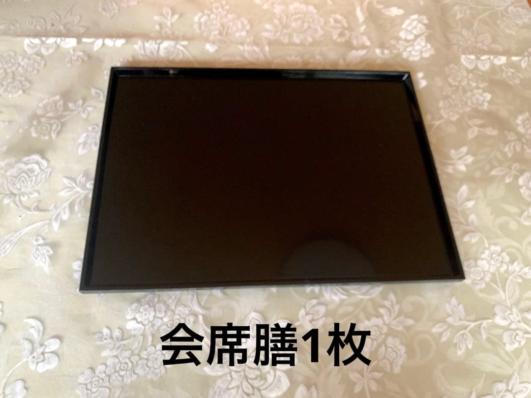 輪島塗漆会席膳　黒無地5枚揃　木箱保存袋付き