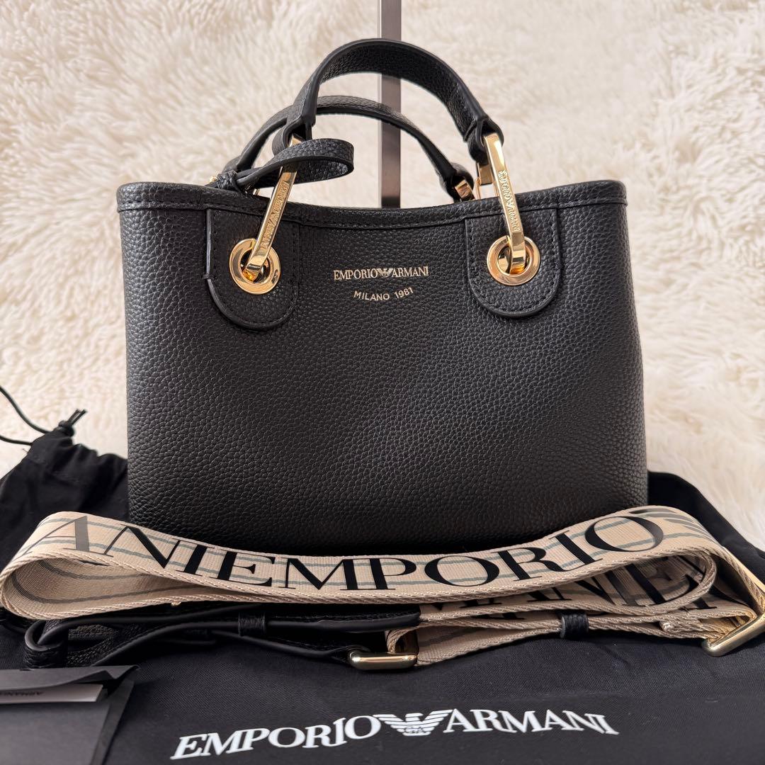 ✨極美品 EMPORIO ARMANI ショルダーバッグ レザー ブラック
