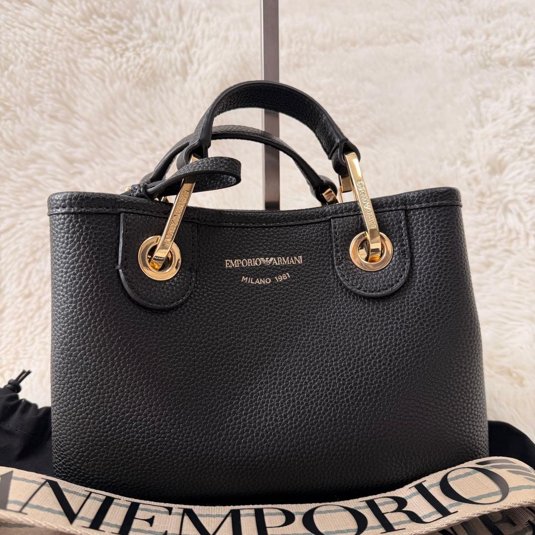 ✨極美品 EMPORIO ARMANI ショルダーバッグ レザー ブラック