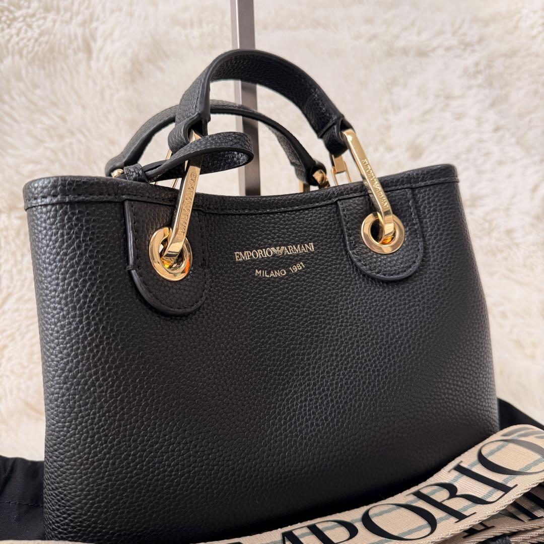✨極美品 EMPORIO ARMANI ショルダーバッグ レザー ブラック