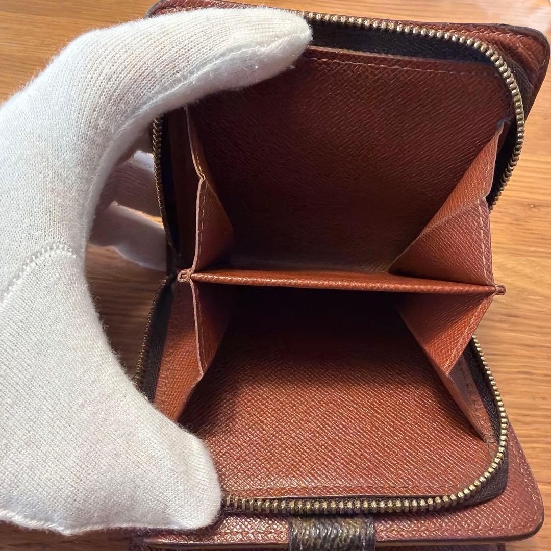 ルイビトン　コンパクトジップモノグラム　ブラウン　財布