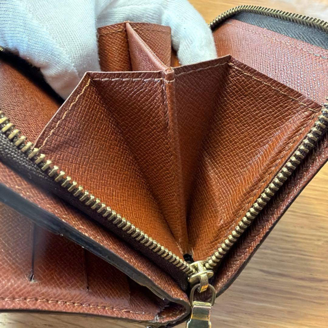 ルイビトン　コンパクトジップモノグラム　ブラウン　財布