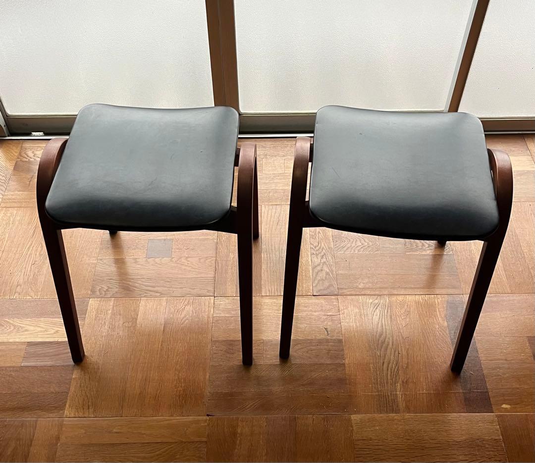 秋田木工 スツール 黒 2脚