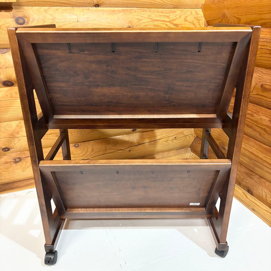【美品】豊岡クラフト キャスター付き ブックワゴン 天然木製 ブックラック