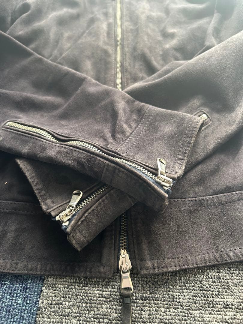 特価EMMETI/エンメティ　ゴートスエードシングルライダース46（M）ブラック