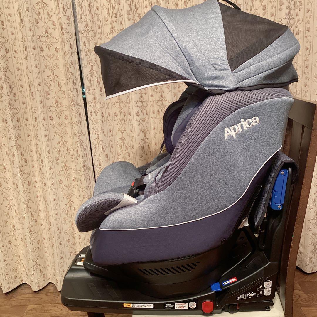 ✨美品✨Aprica クルリラAD チャイルドシート 回転式　ライトネイビー