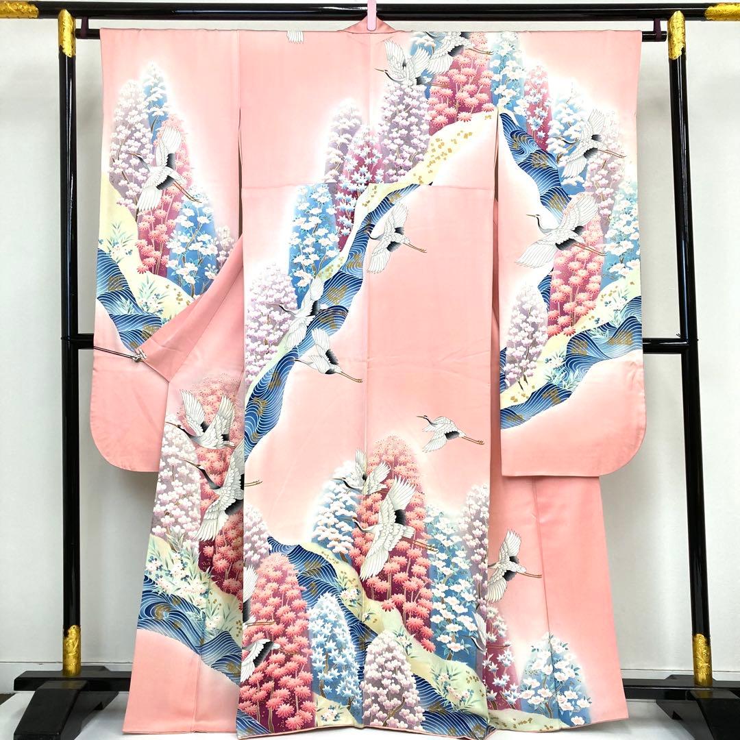 【TAMA屋】全て正絹 全て振袖 三松 鶴 花柄 まとめ売り 5点 TM2560