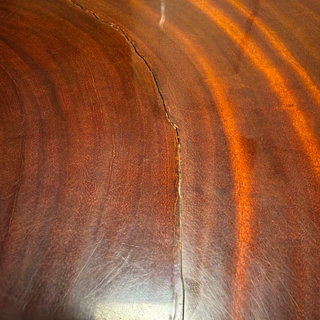 一枚板　花梨(？) 円形木製座卓 ダークブラウン 大きめ