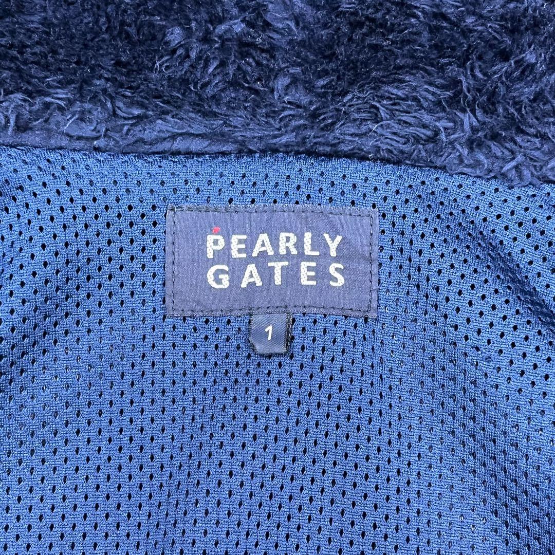 美品 パーリーゲイツ ファー パーカー ジャケット ロゴワッペン リブライン