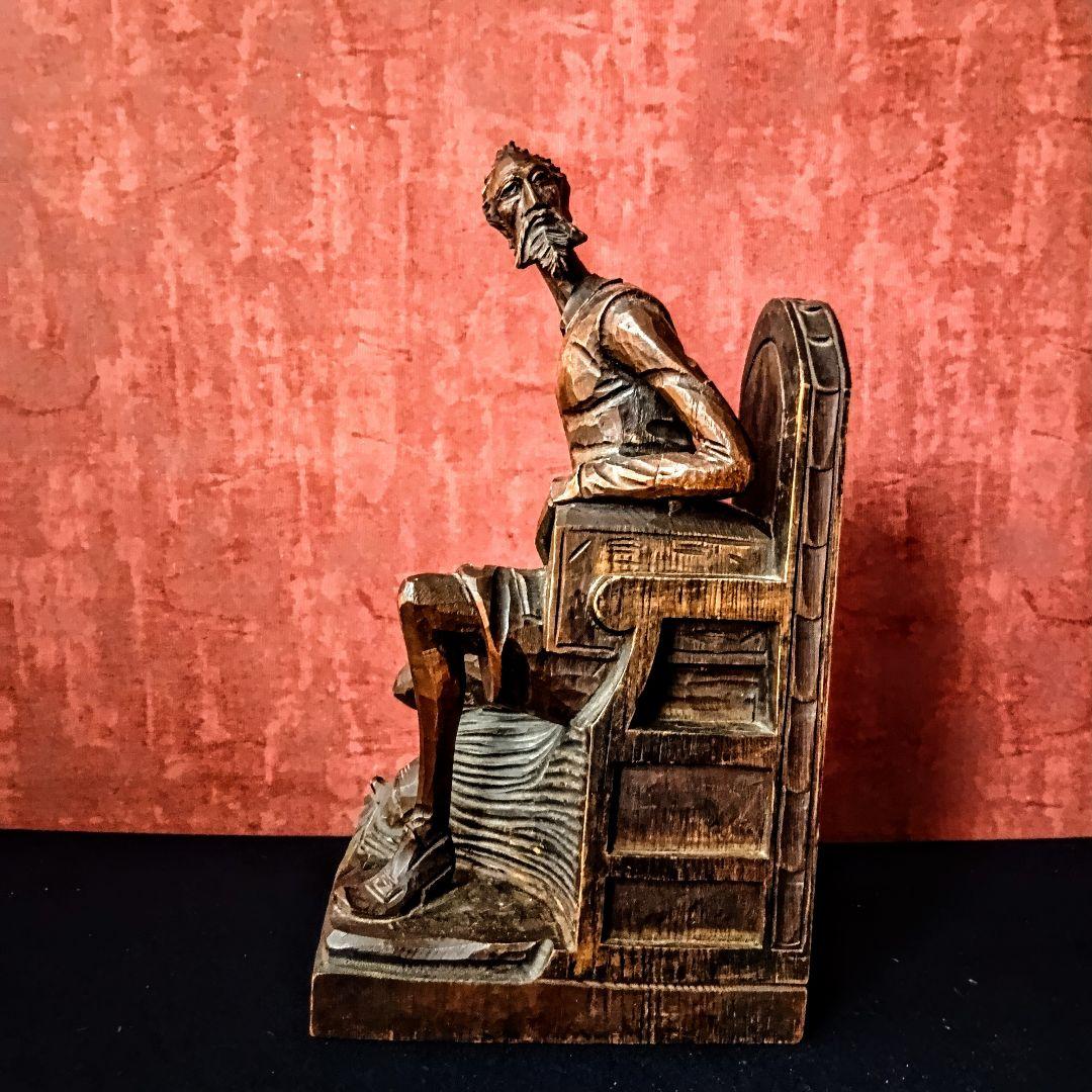 '60s スペイン◆ヴィンテージ◆木製 ブックエンド◆ドン・キホーテ◆手彫り