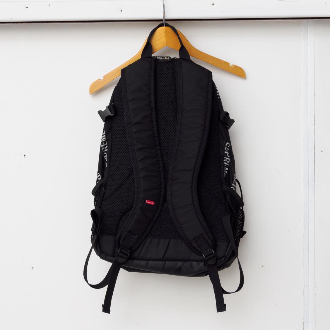 Supreme ロゴプリント バックパック 黒　16aw