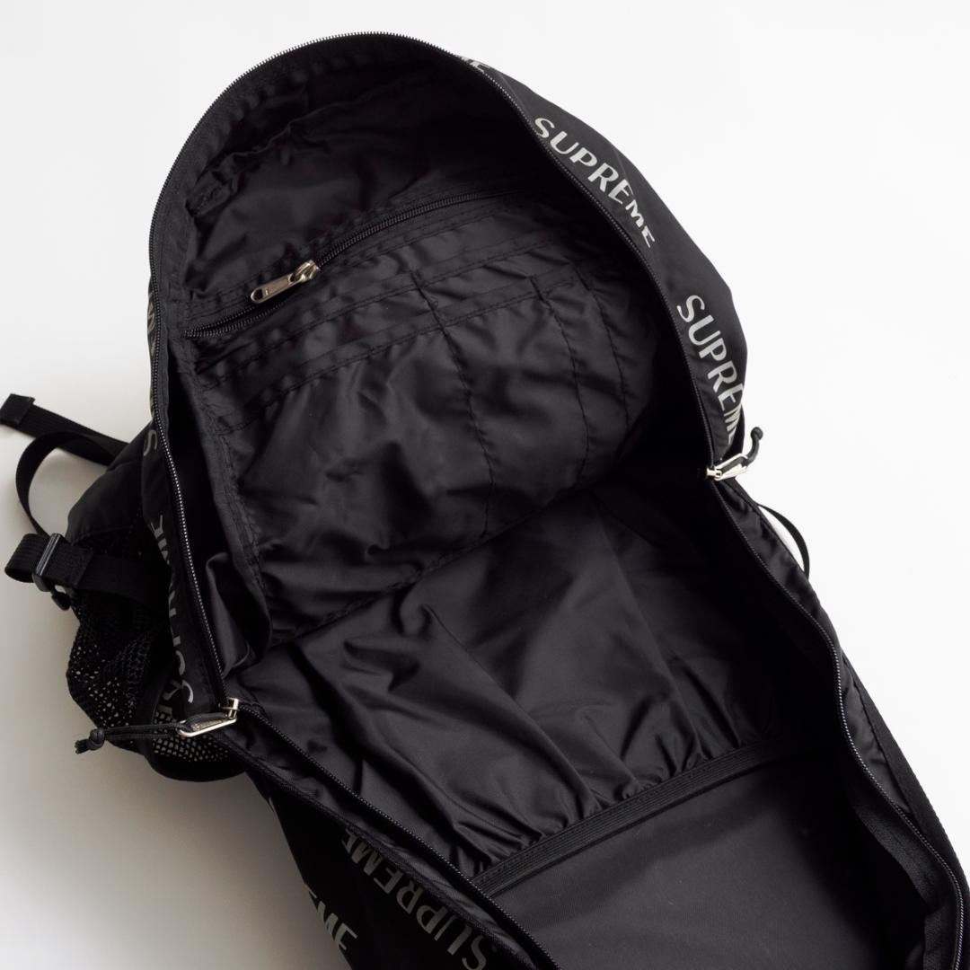 Supreme ロゴプリント バックパック 黒　16aw