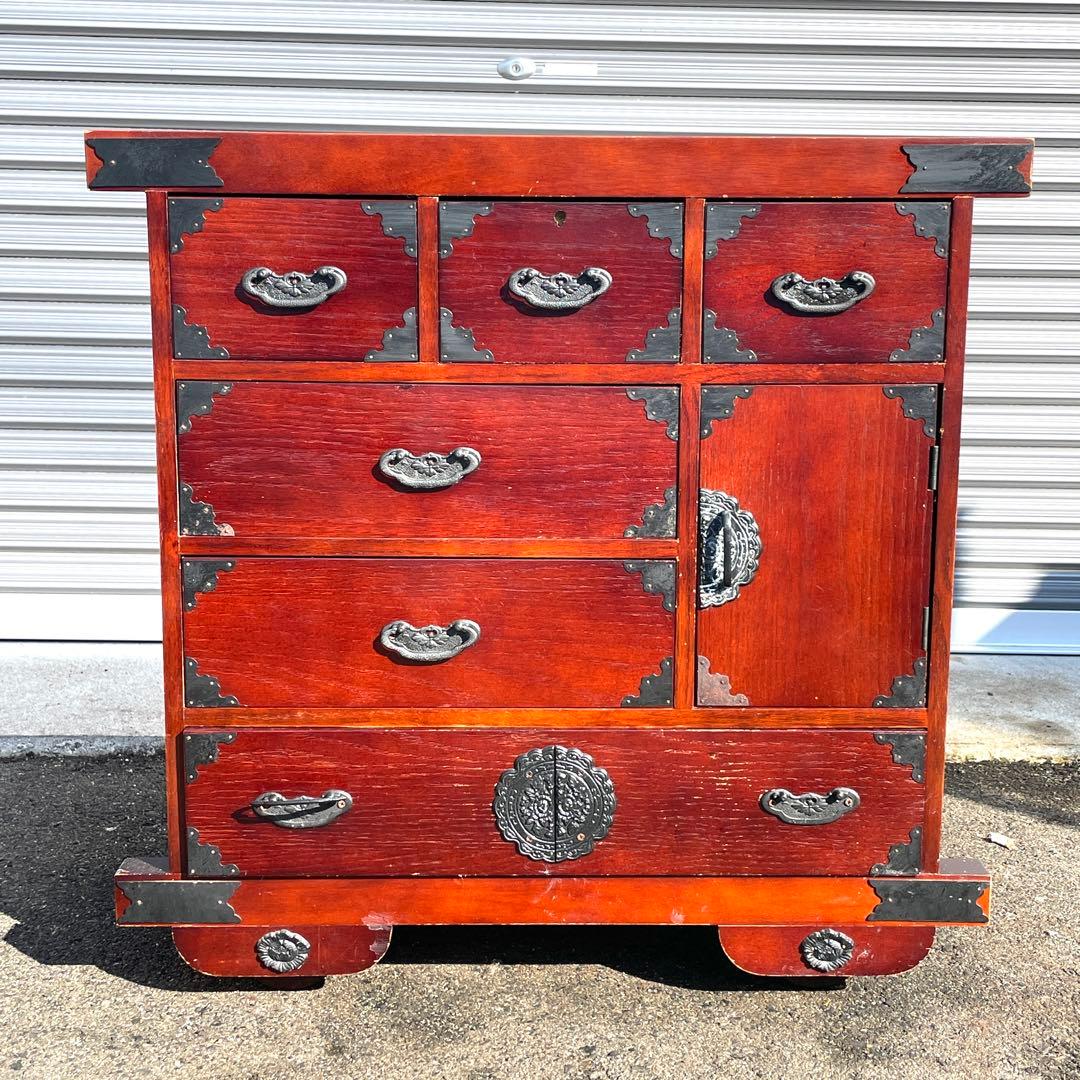 アンティーク キャスター付き 箪笥 車箪笥 キャビネット レトロ