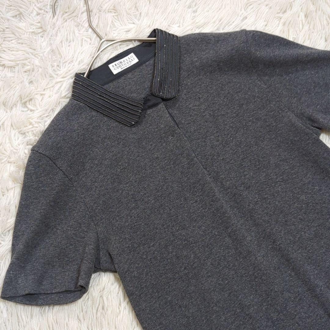 極美品 ブルネロクチネリ S モニーレ ポロシャツ ストレッチ コットン シルク