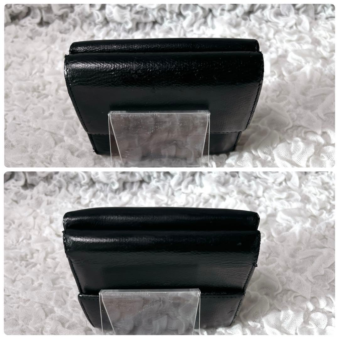 CHANEL ブラック 三つ折り財布　シャネル　ココマーク　レザー　コンパクト